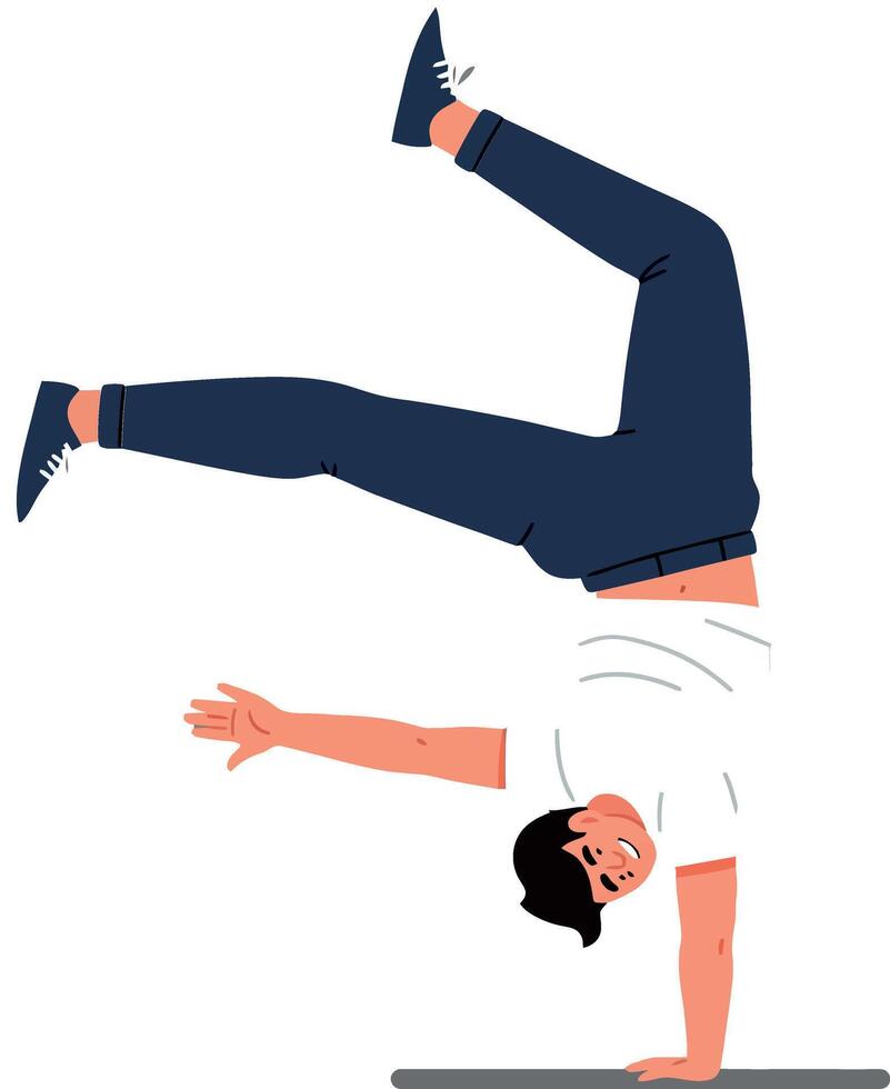 Person performing a handstand in a flat illustration style vector