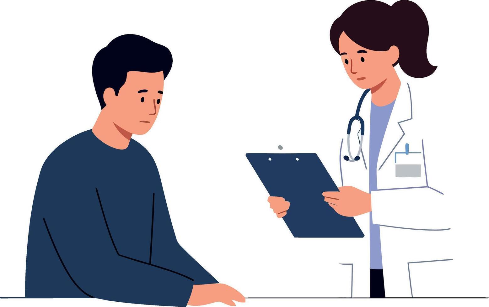 Doctor consulting with patient, flat design, medical illustration vector