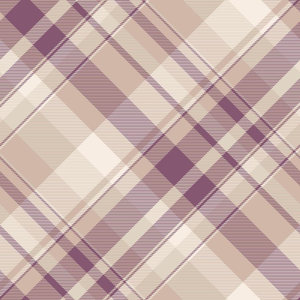 Elegant diagonal plaid pattern in soft beige, mauve, and cream. Perfect for textile design, fashion, website backgrounds, or wrapping paper. vector
