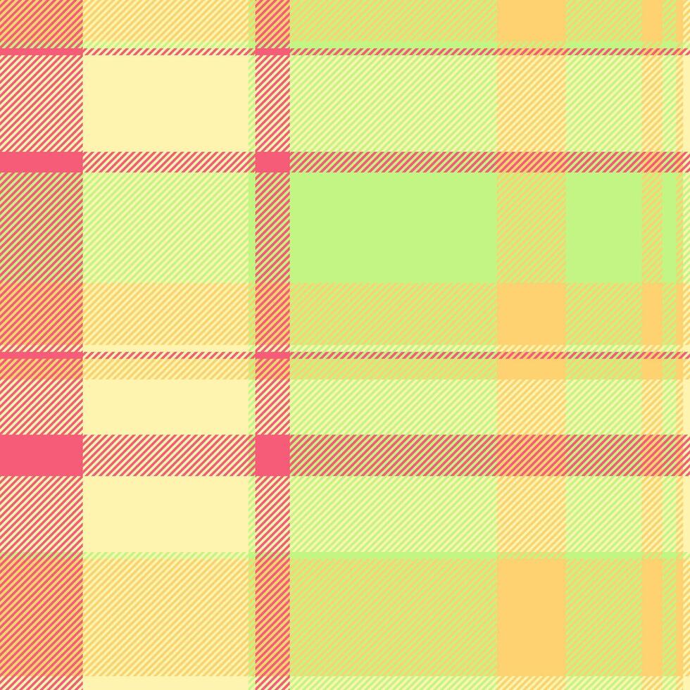 Pastel plaid pattern in yellow, green, and coral. Perfect for textile design, fashion, springsummer themes, or as a background for websites and presentations. vector