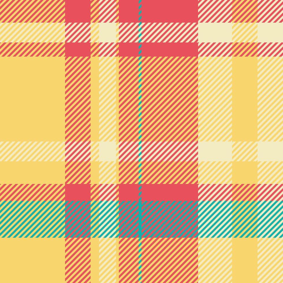 Vibrant plaid pattern in warm, summery tones. Perfect for textile design, fashion, website backgrounds, or any project needing a cheerful, geometric texture. vector