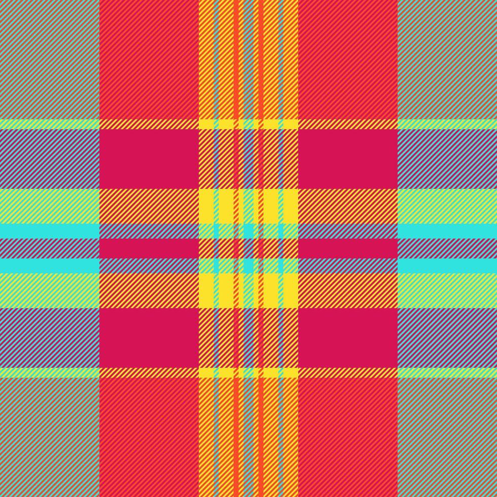 Vibrant diagonal plaid pattern in bold, summery colors. Perfect for textile designs, website backgrounds, or fashion illustrations. The bright, cheerful design offers a fresh and energetic aesthetic. vector