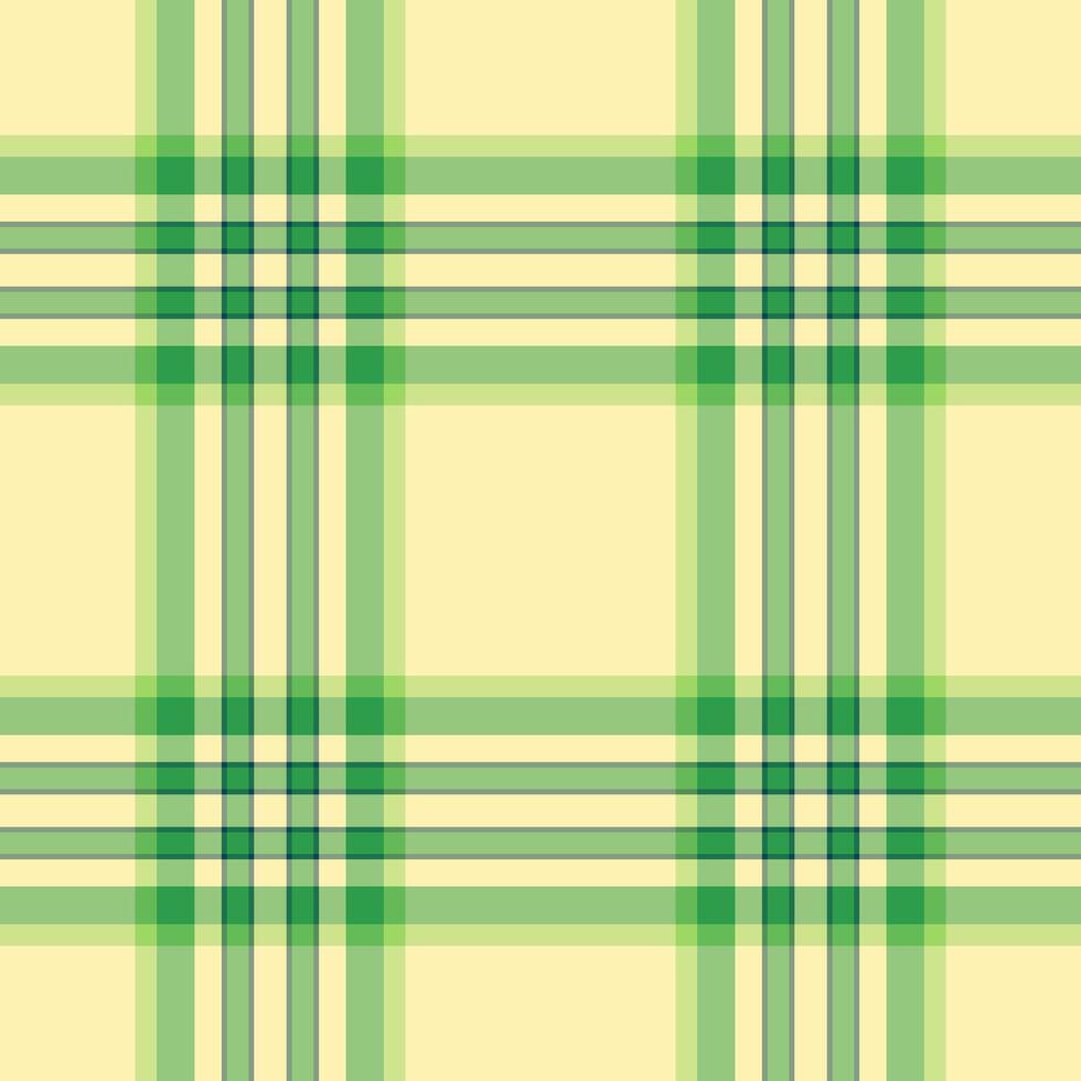 Decor tartan textile texture, sample fabric plaid background. Kid check seamless pattern in green and light colors. vector