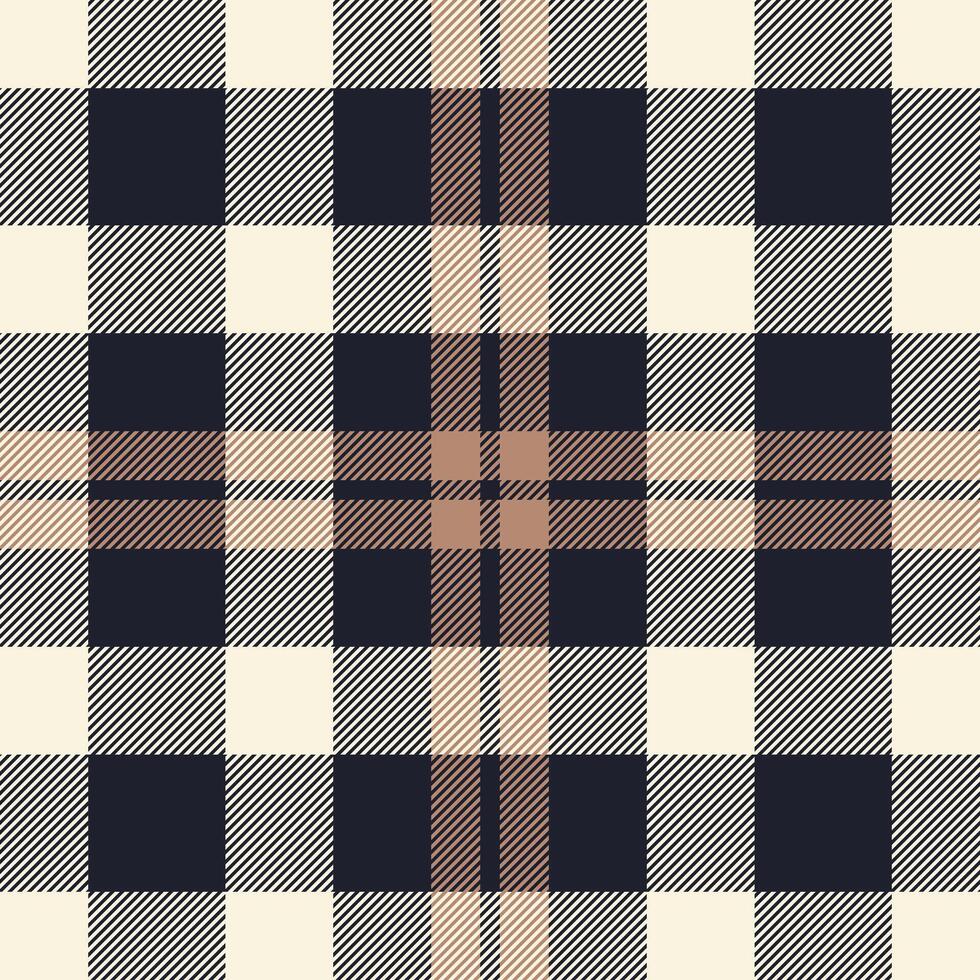 Silk fabric check textile, cloth background plaid texture. Intense tartan seamless pattern in dark and cornsilk colors. vector
