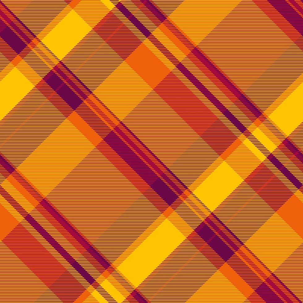 Art textile pattern tartan, editable background fabric check. Give seamless texture plaid in golden poppy and bright colors. vector