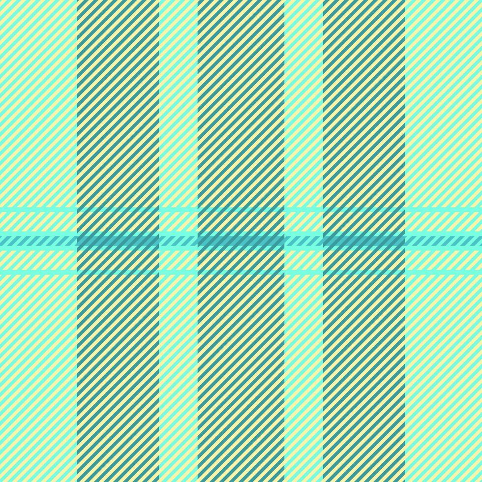 Genuine textile check background, grid texture fabric. Sixties tartan plaid seamless pattern in yellow and cyan colors. vector