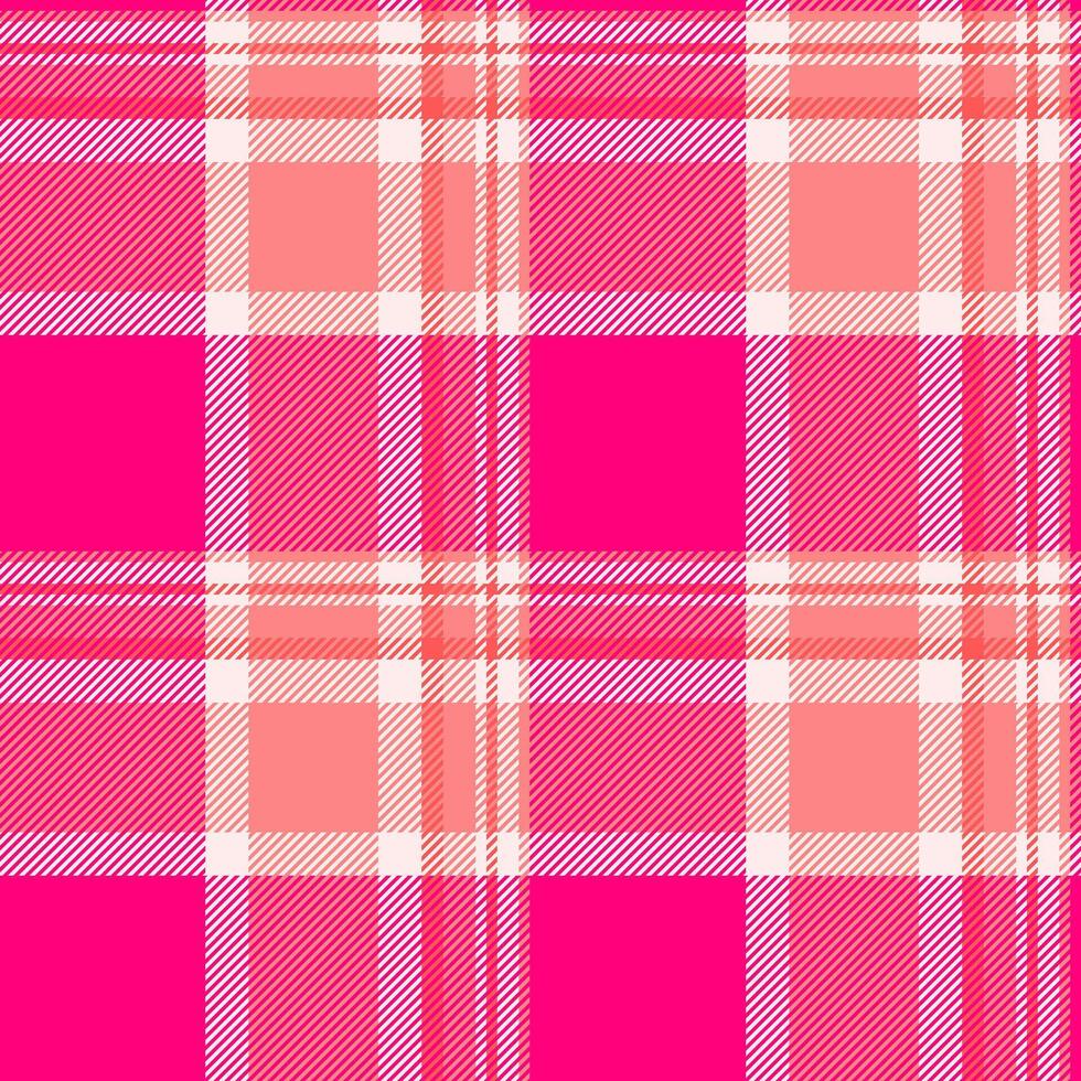 Vibrant pink and coral plaid pattern. Perfect for fashion, textile, or website backgrounds. Seamless repeat design offers versatile applications for various projects. vector