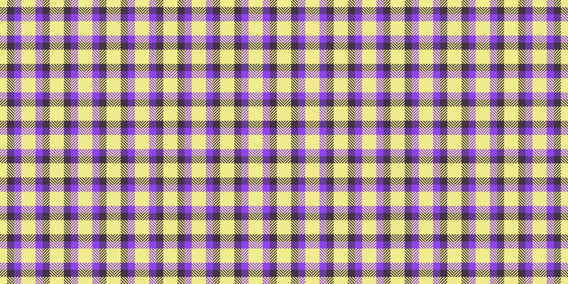 Vibrant pastel yellow and purple plaid pattern. Perfect for textile design, website backgrounds, or crafting projects. This cheerful, repeating texture offers a fresh, modern aesthetic. vector