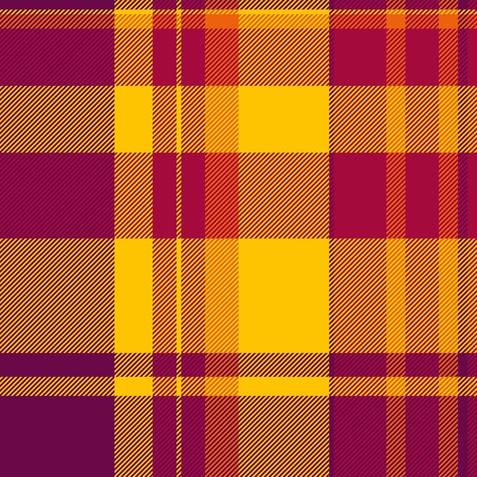 Vibrant autumnal plaid pattern in warm gold, burnt orange, and deep burgundy. Ideal for textile design, fall-themed projects, and creating visually appealing backgrounds. vector