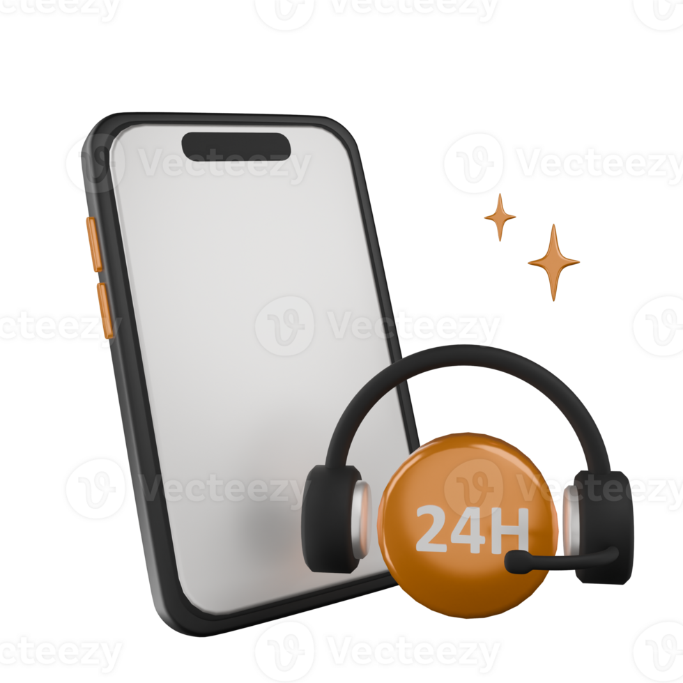 24 hours customer support 3D illustration png