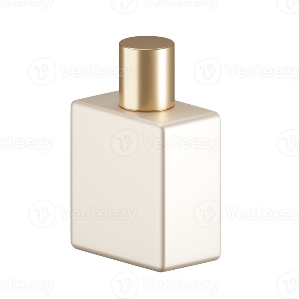 Square Glass Bottle Cosmetic 3D Render Mockup png