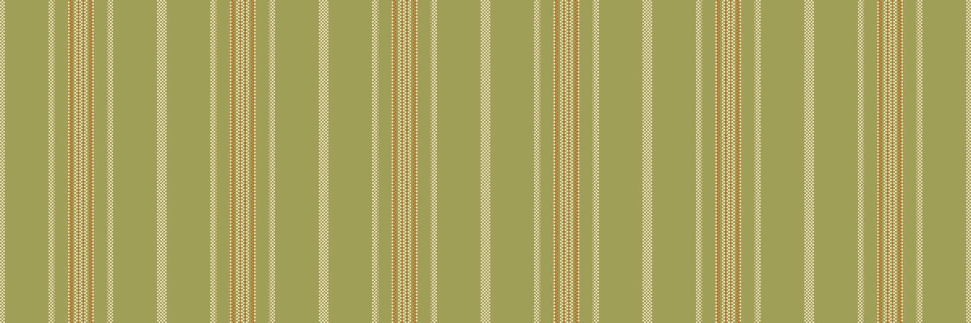 Deco fabric textile texture, mid stripe pattern. Manufactory lines vertical seamless background in yellow and light colors. vector