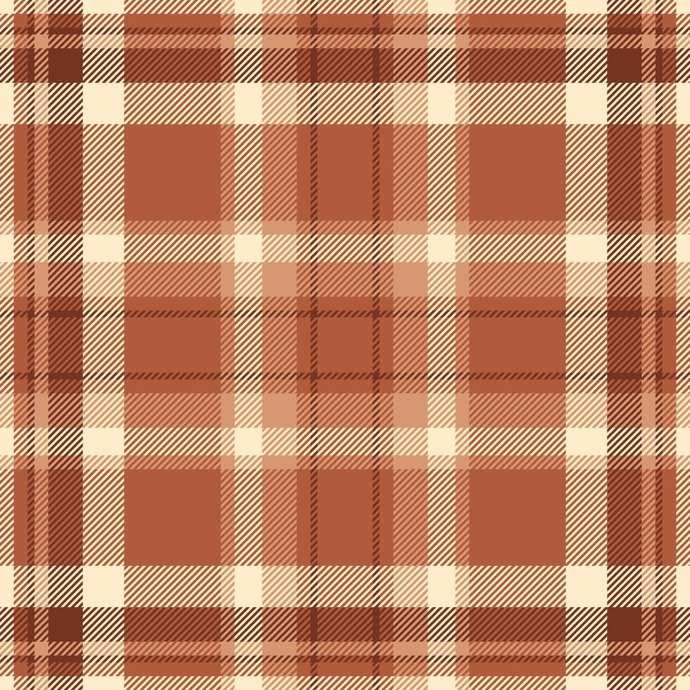 Luxury texture textile tartan, formal plaid check pattern. Copy space seamless background fabric in orange and blanched almond colors. vector