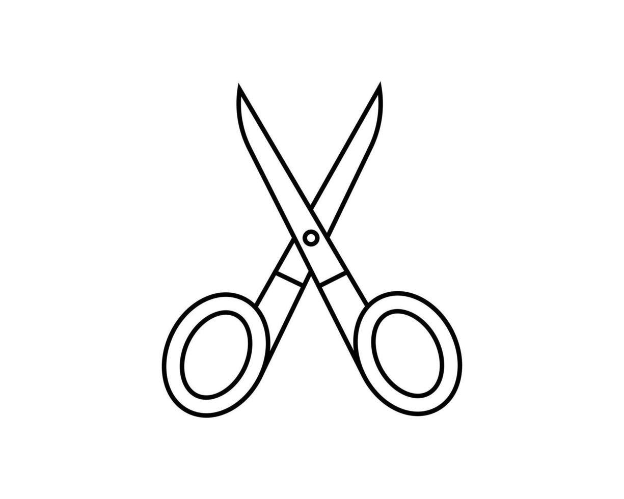 Simple, clean line art illustration of scissors. Perfect for websites, apps, or educational materials needing a clear, versatile graphic. Ideal for crafting, cutting, or general tool concepts. vector
