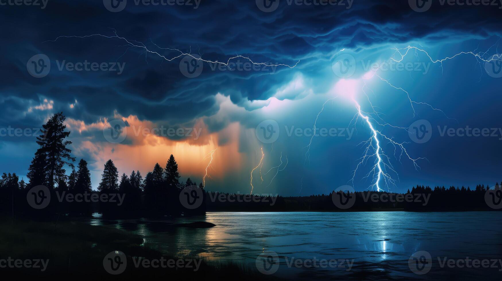 thunderstorm light shining sky photo