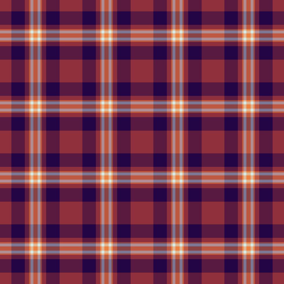 Stylish autumnal plaid pattern in rich burgundy, deep purple, and muted orange tones. Perfect for textile design, fall-themed projects, or creating a warm and inviting atmosphere. vector