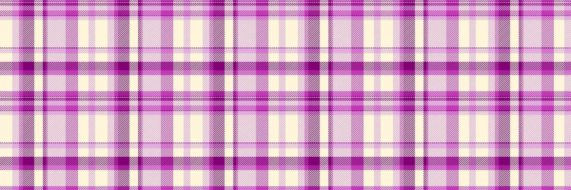 Spring texture background plaid, rustic tartan pattern textile. Workshop fabric seamless check in magenta and cornsilk colors. vector