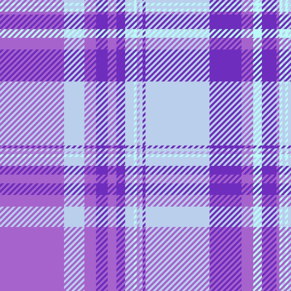 Deluxe plaid check, checker pattern texture textile. Rough background seamless fabric tartan in violet and light colors. vector