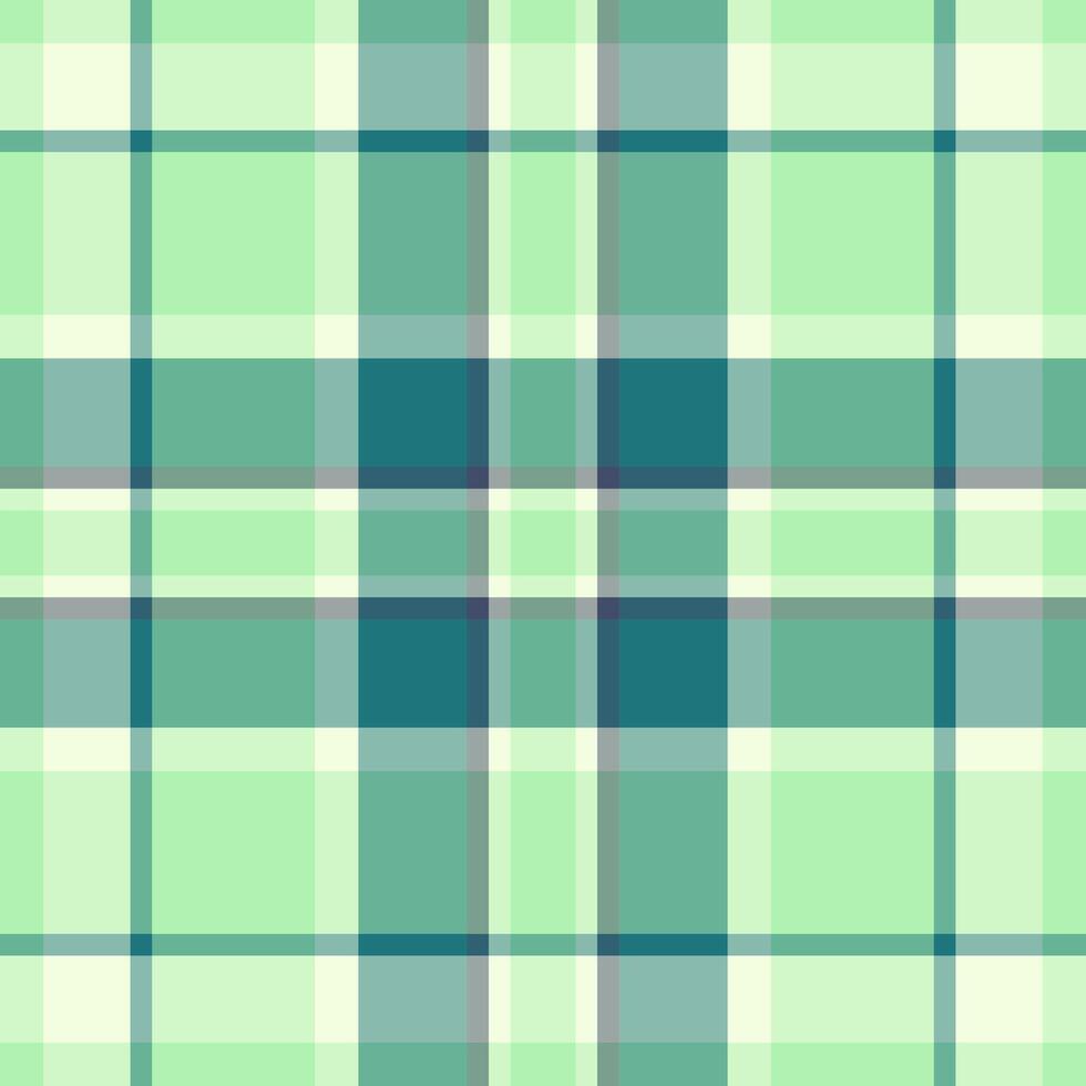 Fresh mint green and teal plaid pattern. Seamless textile design perfect for fabric, wallpaper, or website backgrounds. vector