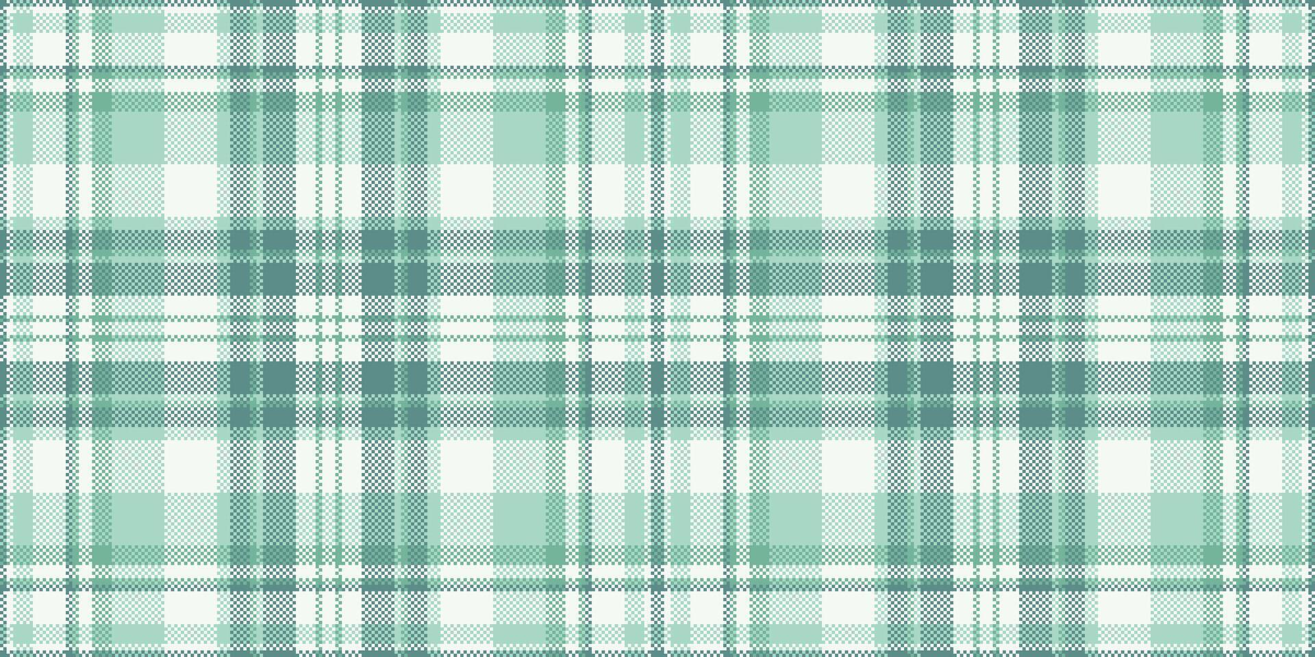 Serene mint green and white plaid pattern. Perfect for textile design, website backgrounds, or crafting projects. This subtle yet stylish texture evokes feelings of calm and freshness. vector