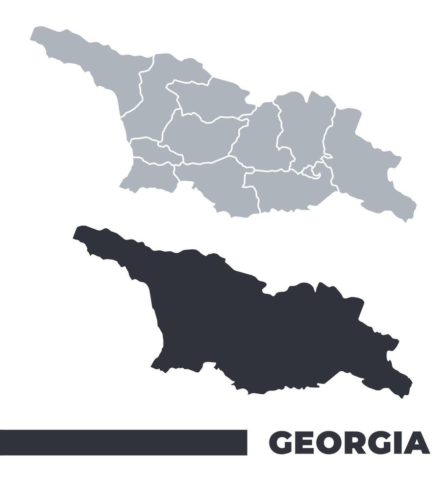 Georgia flat and border outline maps vector