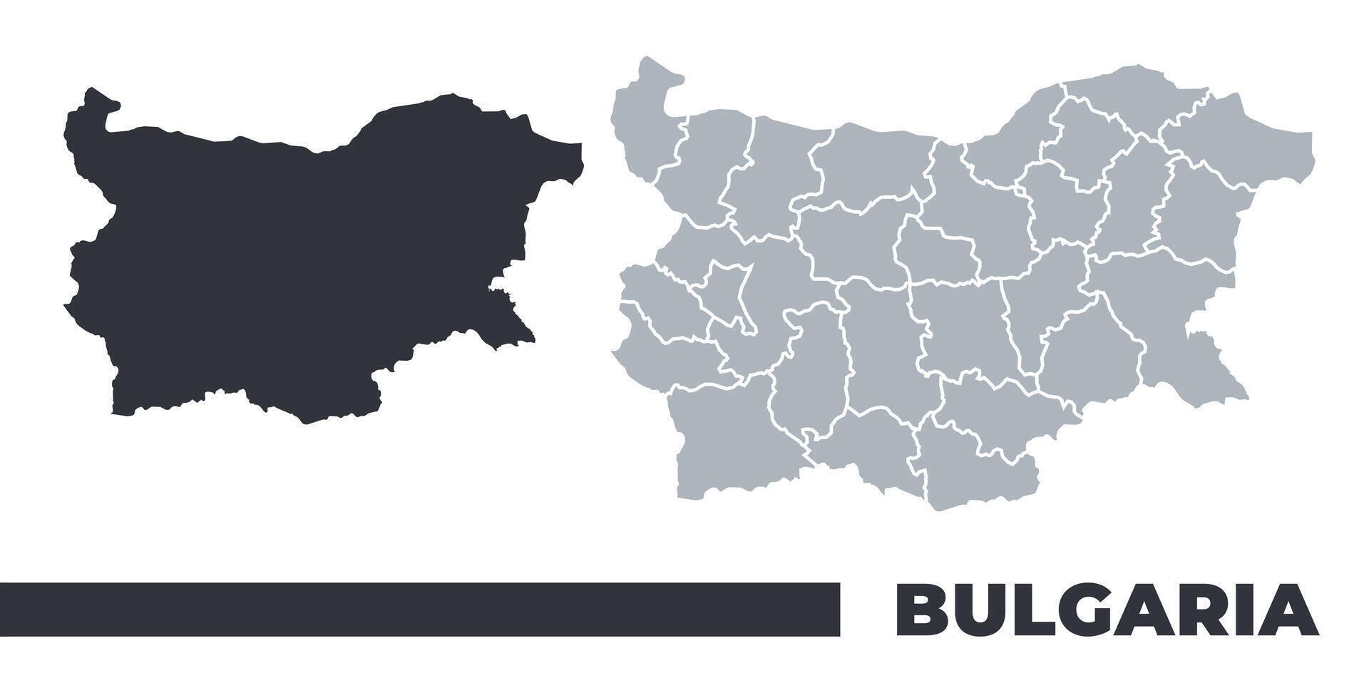 Bulgaria flat and border outline maps vector