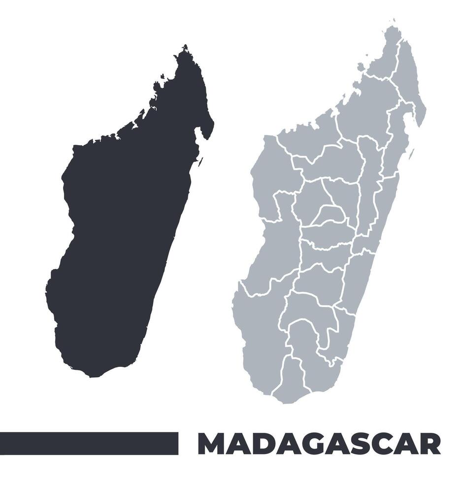 Madagascar flat and border outline maps vector