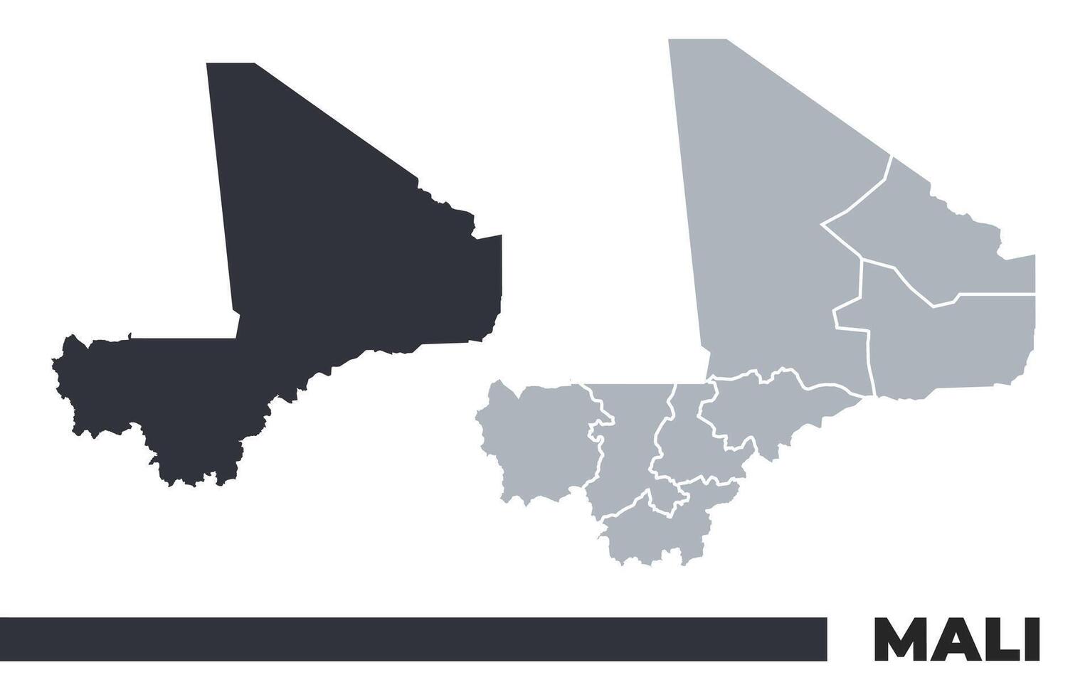 Mali flat and border outline maps vector