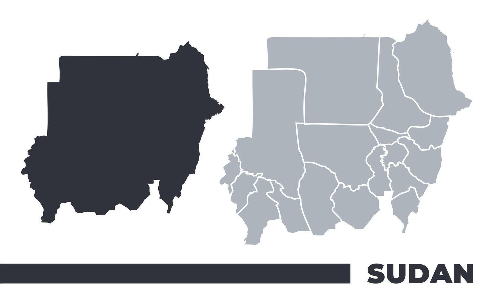 Sudan flat and border outline maps vector