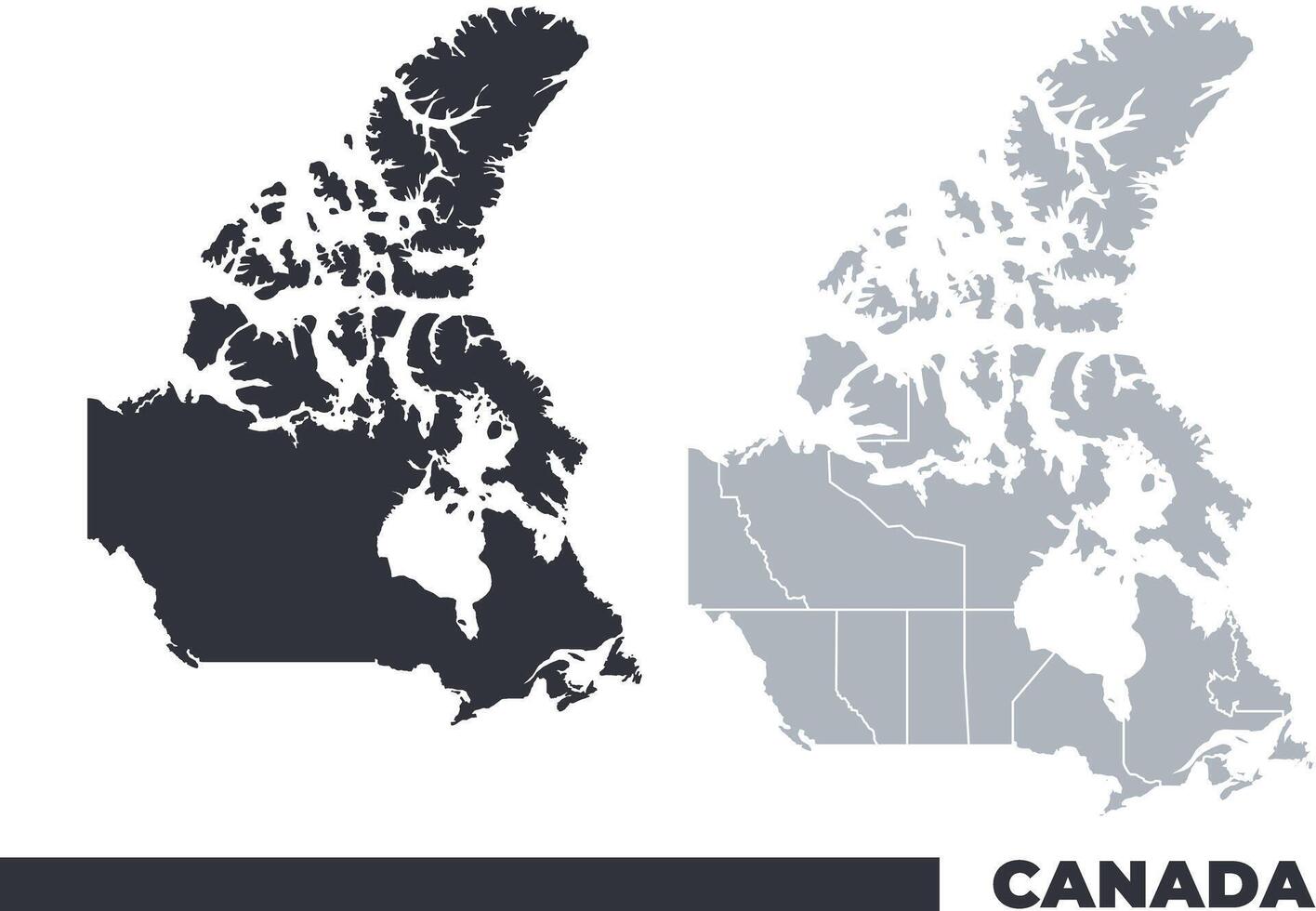 Canada flat and border outline maps vector