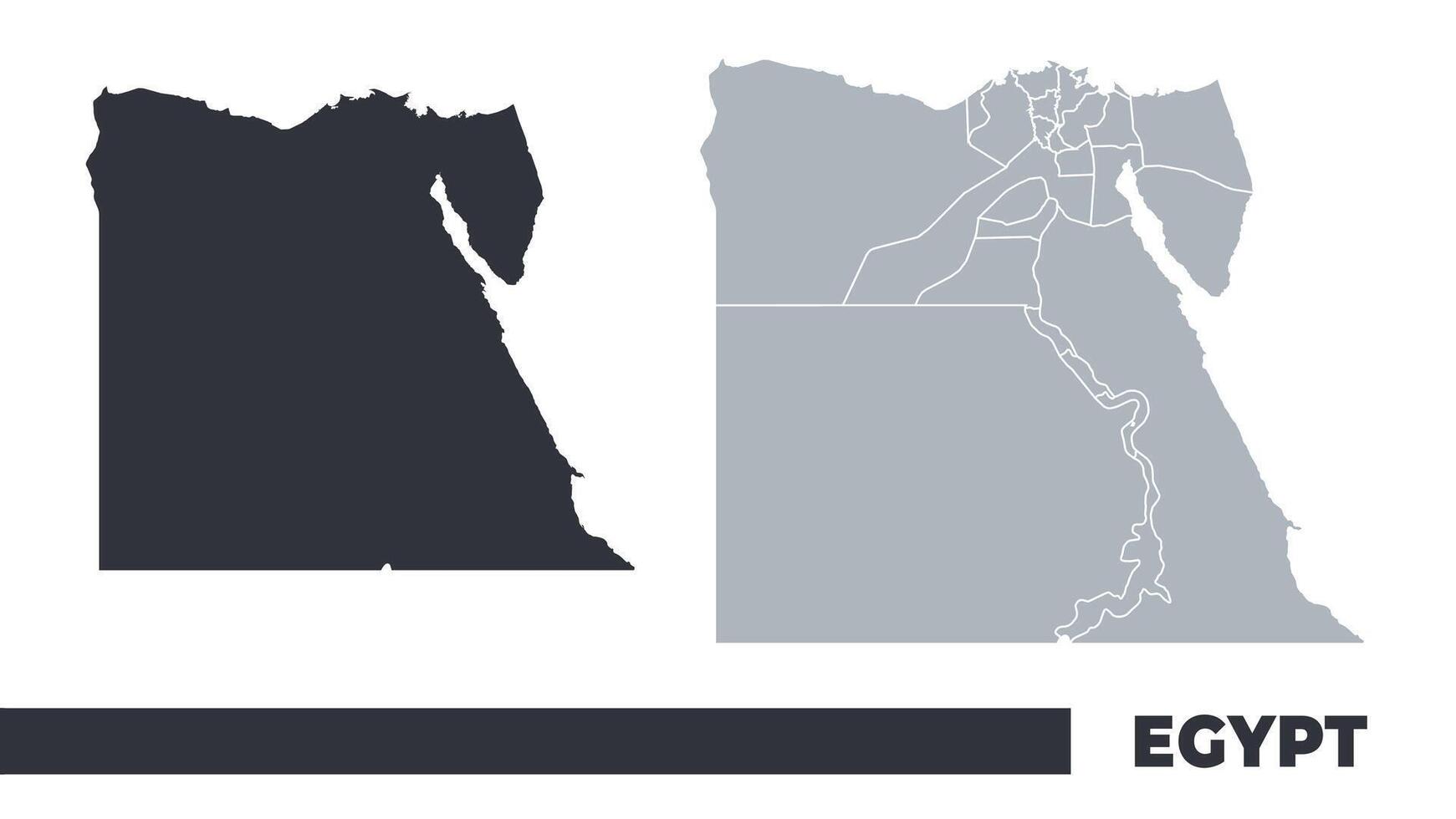 Egypt flat and border outline maps vector