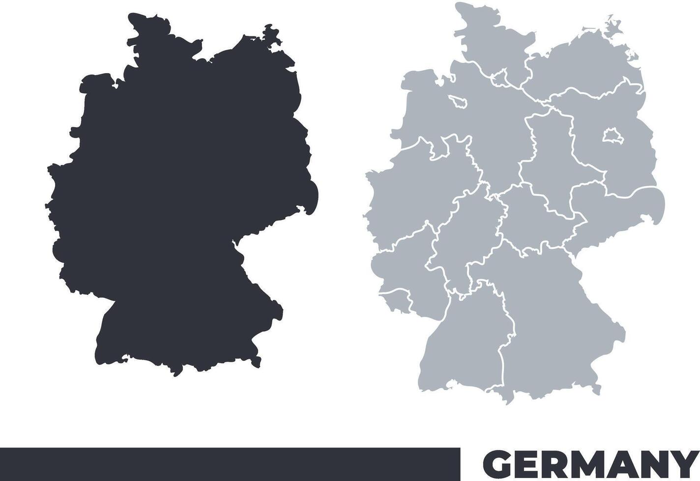 Germany flat and border outline maps vector