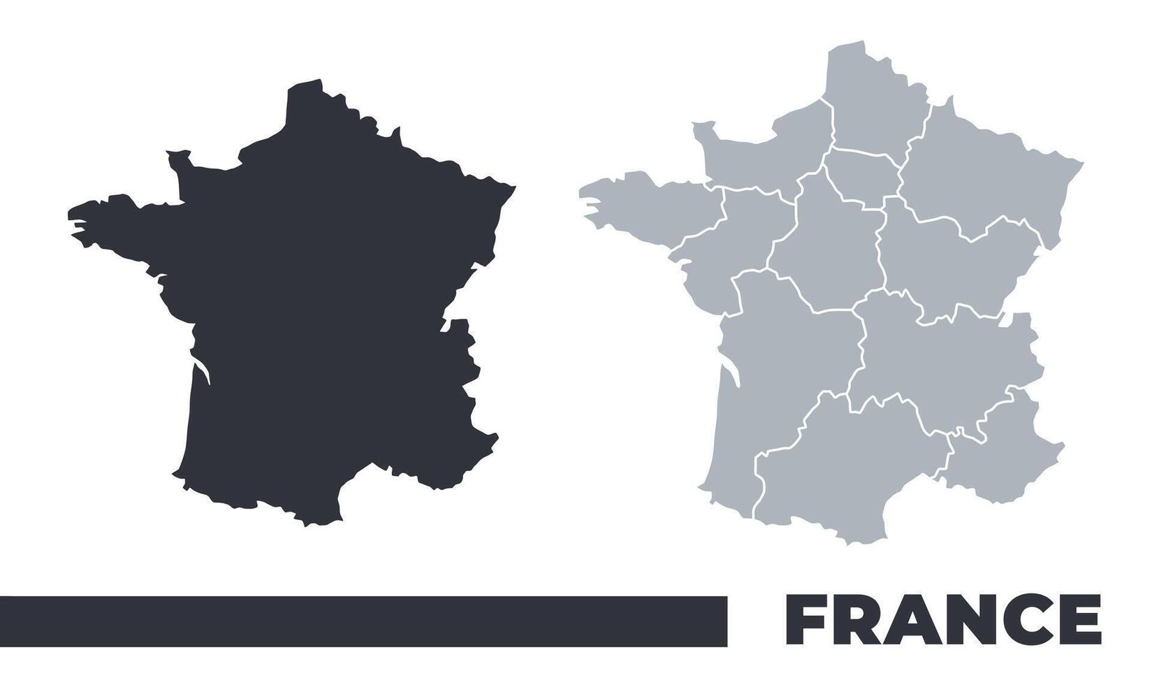 France flat and border outline maps vector