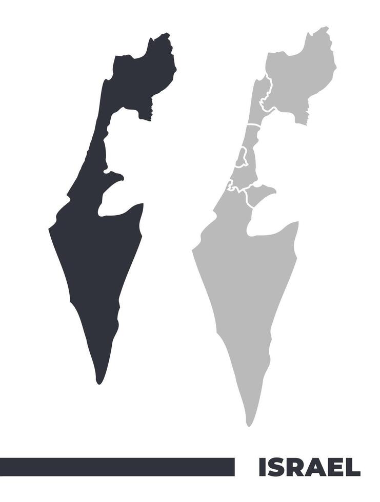 Israel flat and border outline maps vector