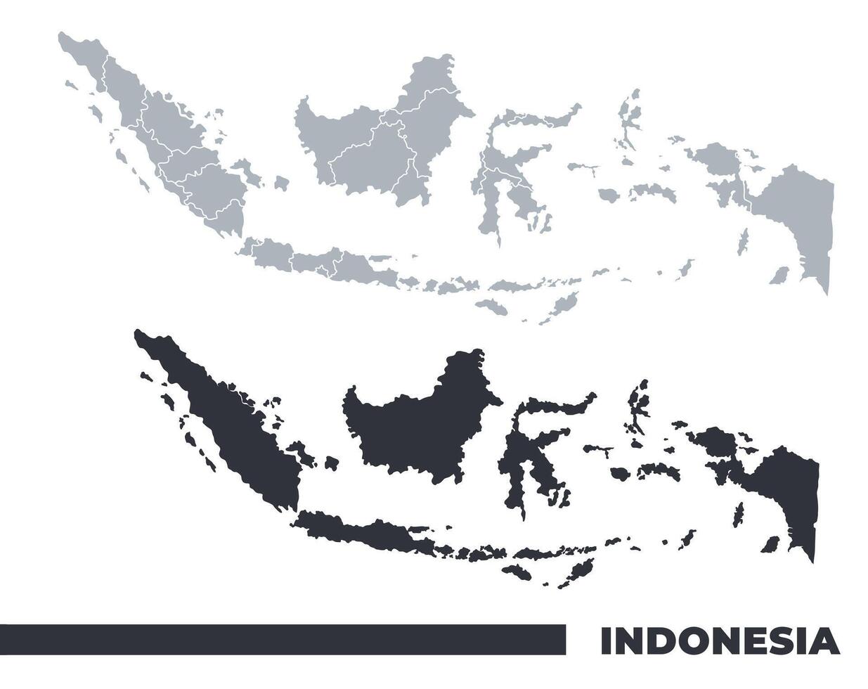 Indonesia flat and border outline maps vector