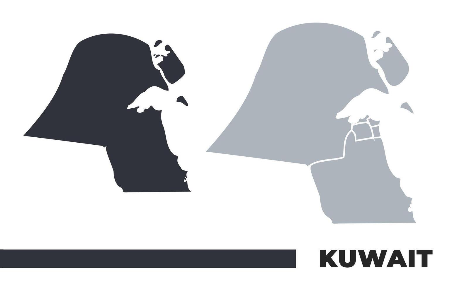 Kuwait flat and border outline maps vector