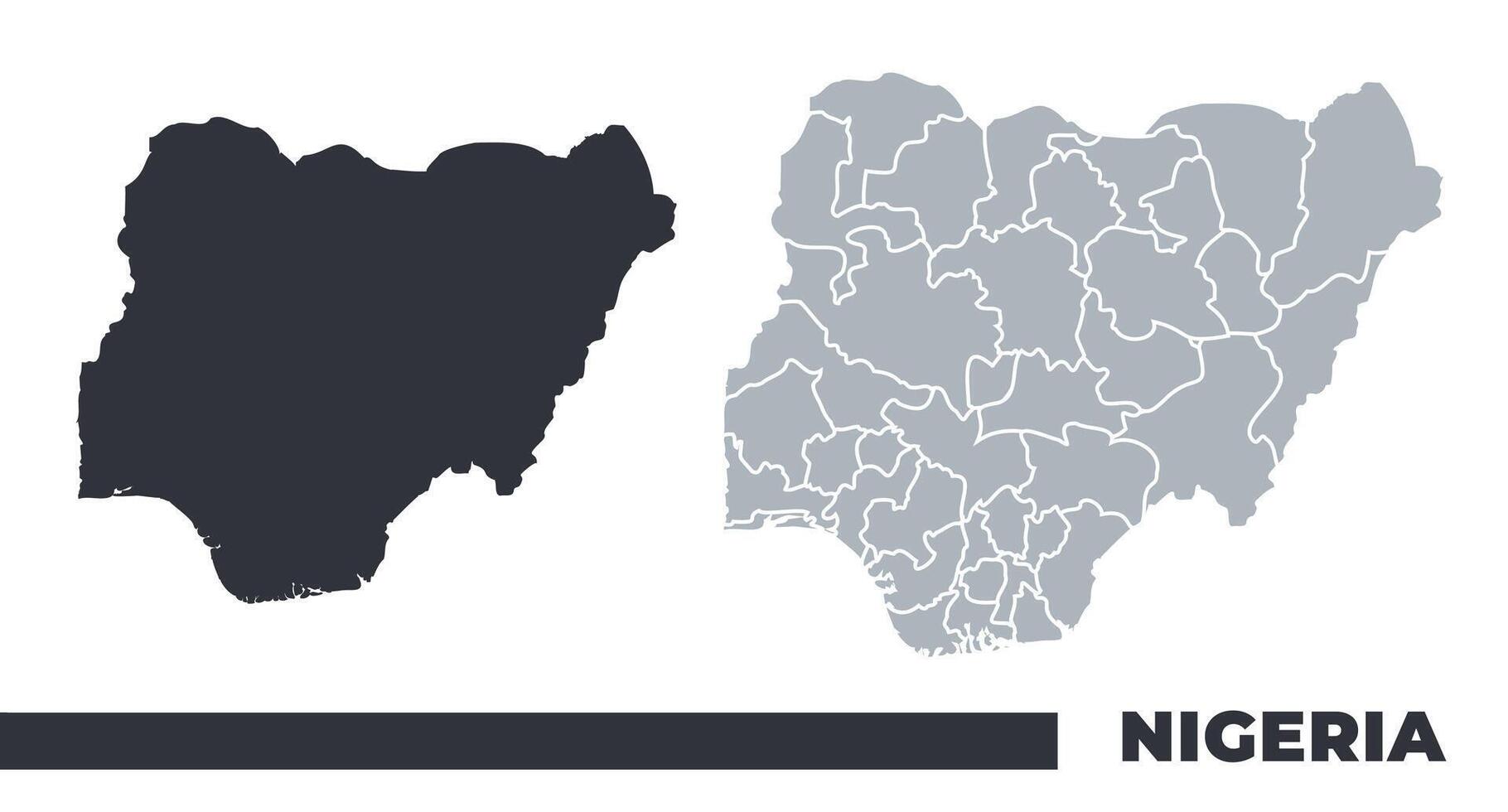 Nigeria flat and border outline maps vector