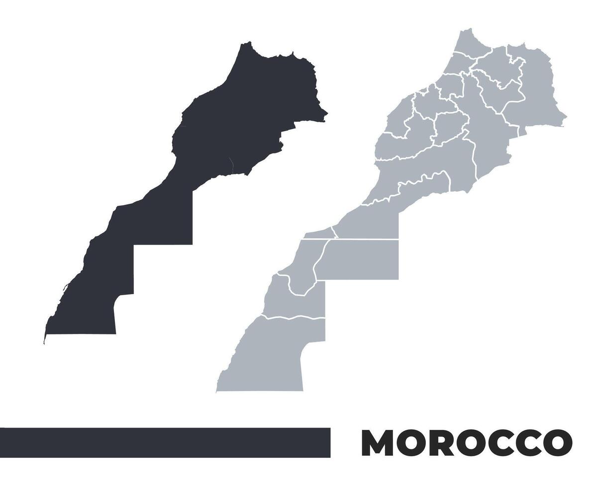 Morocco flat and border outline maps vector