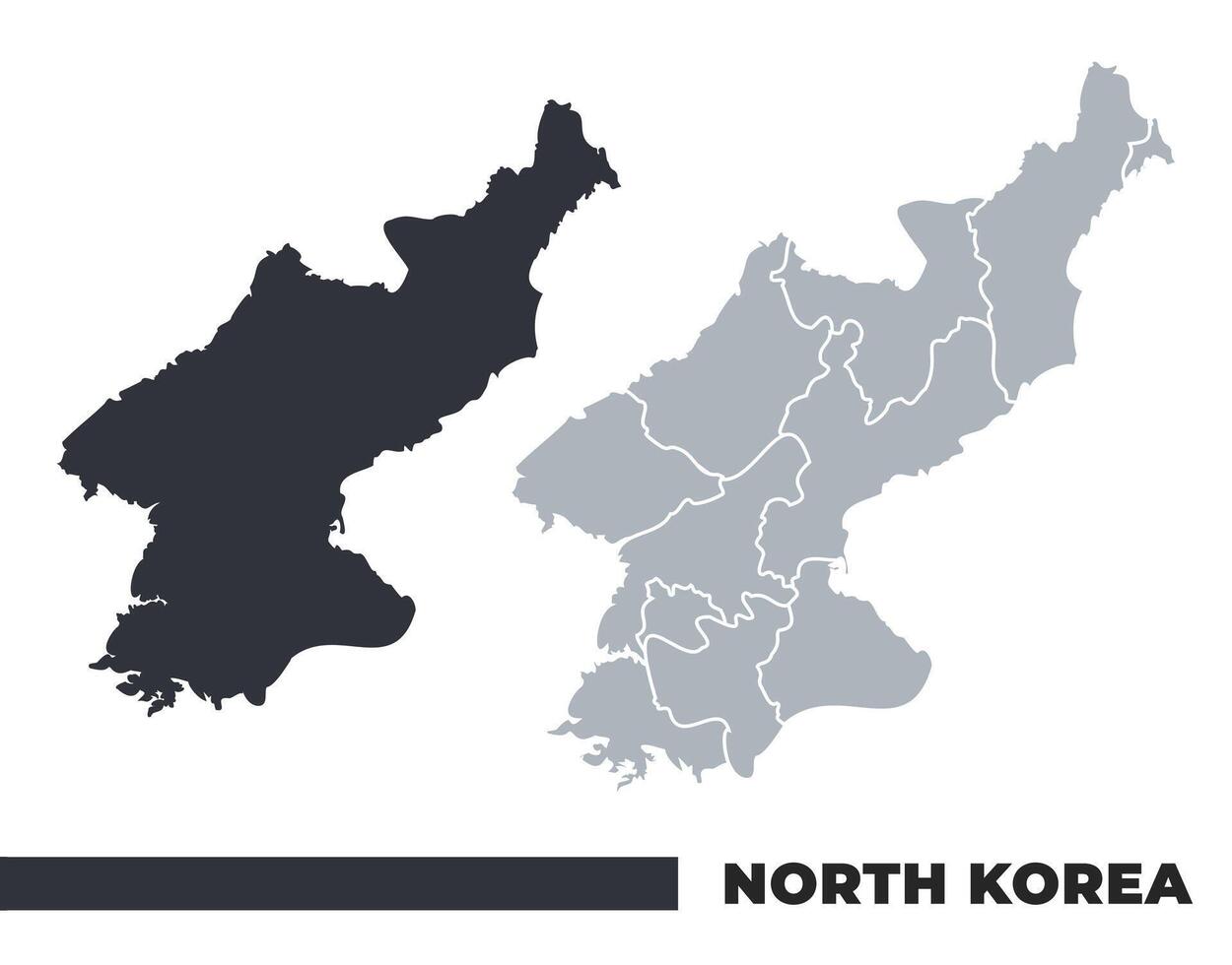 North Korea flat and border outline maps vector