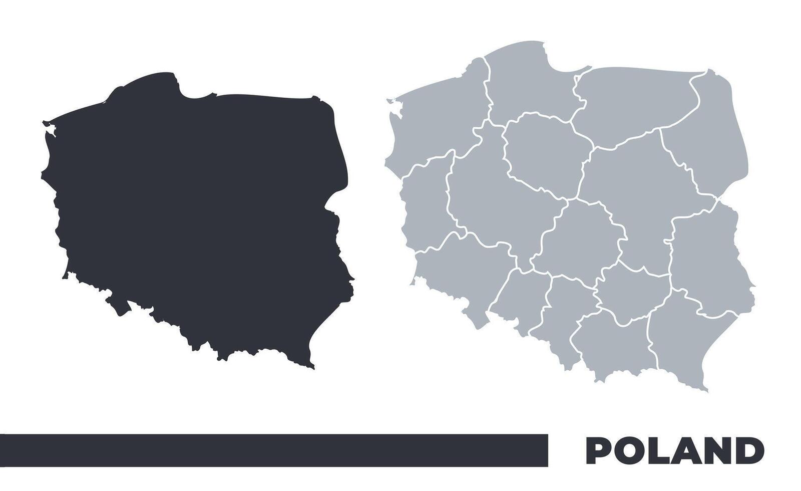Poland flat and border outline maps vector