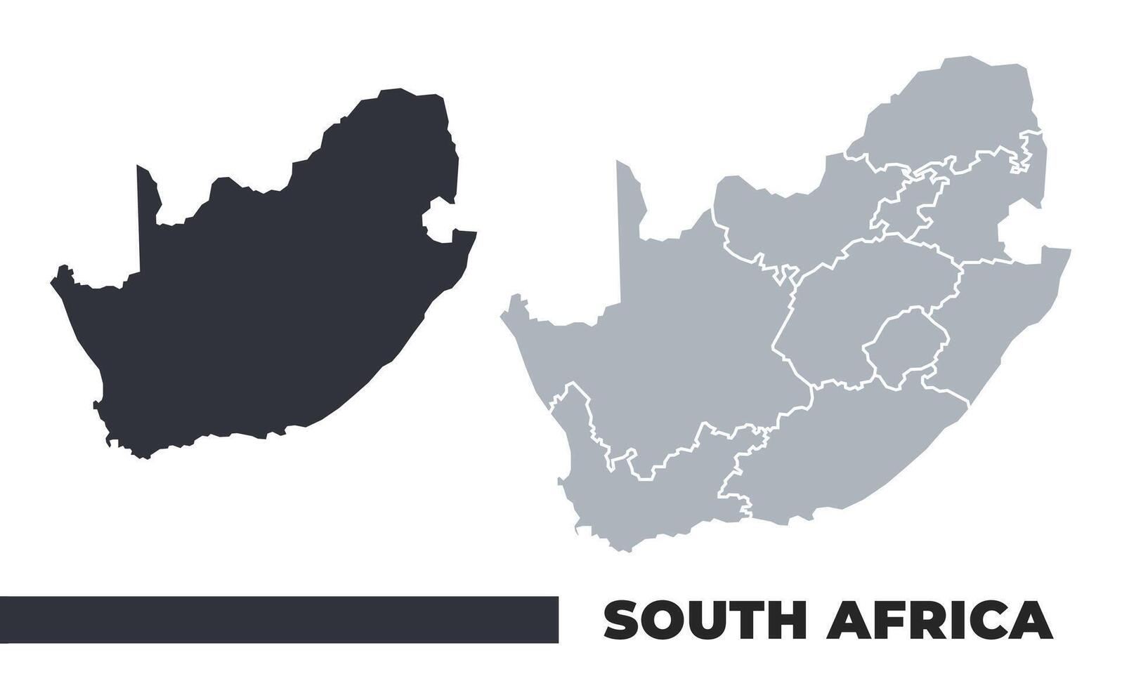South Africa flat and border outline maps vector