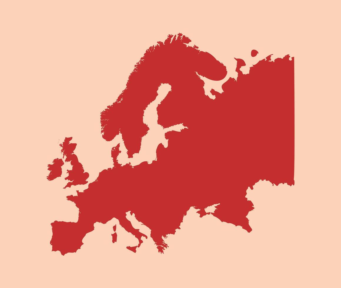 Europe simple flat red map vector