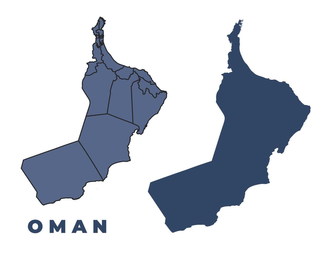 Oman flat and outline map set vector