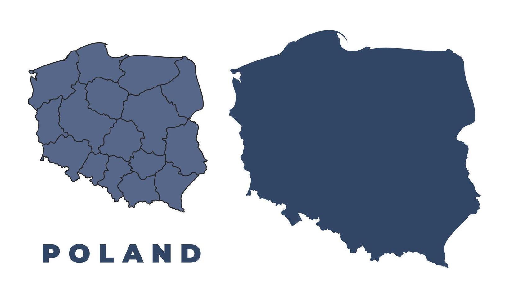 Poland flat and outline map set vector