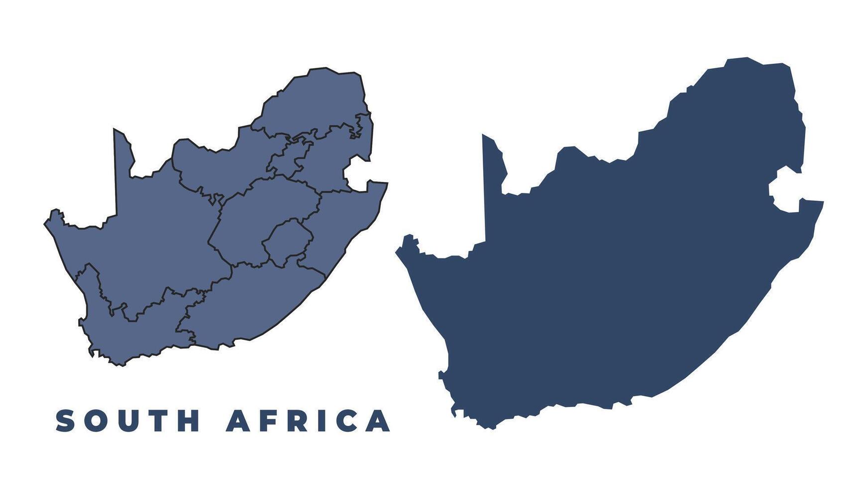 South Africa flat and outline map set vector