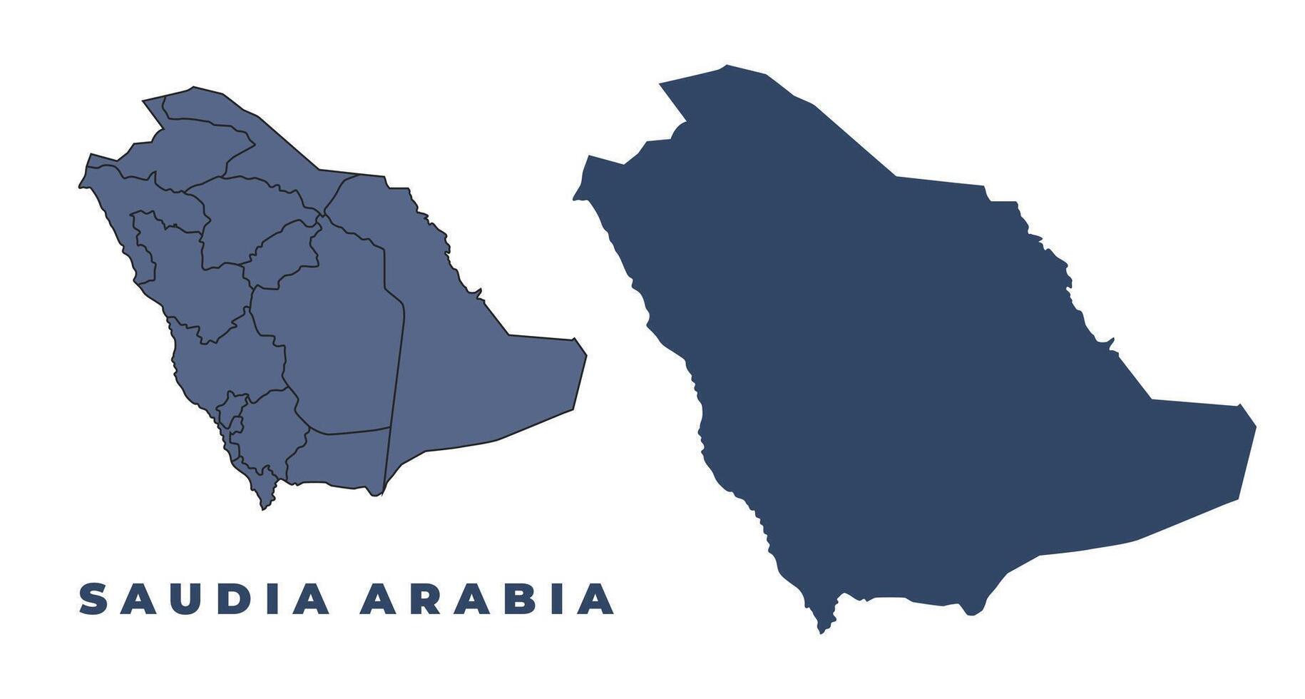 Saudi Arabia flat and outline map set vector