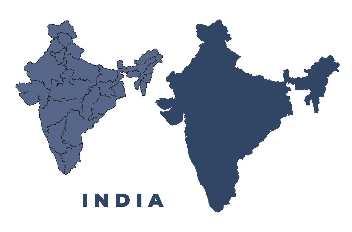 India flat and outline map set vector