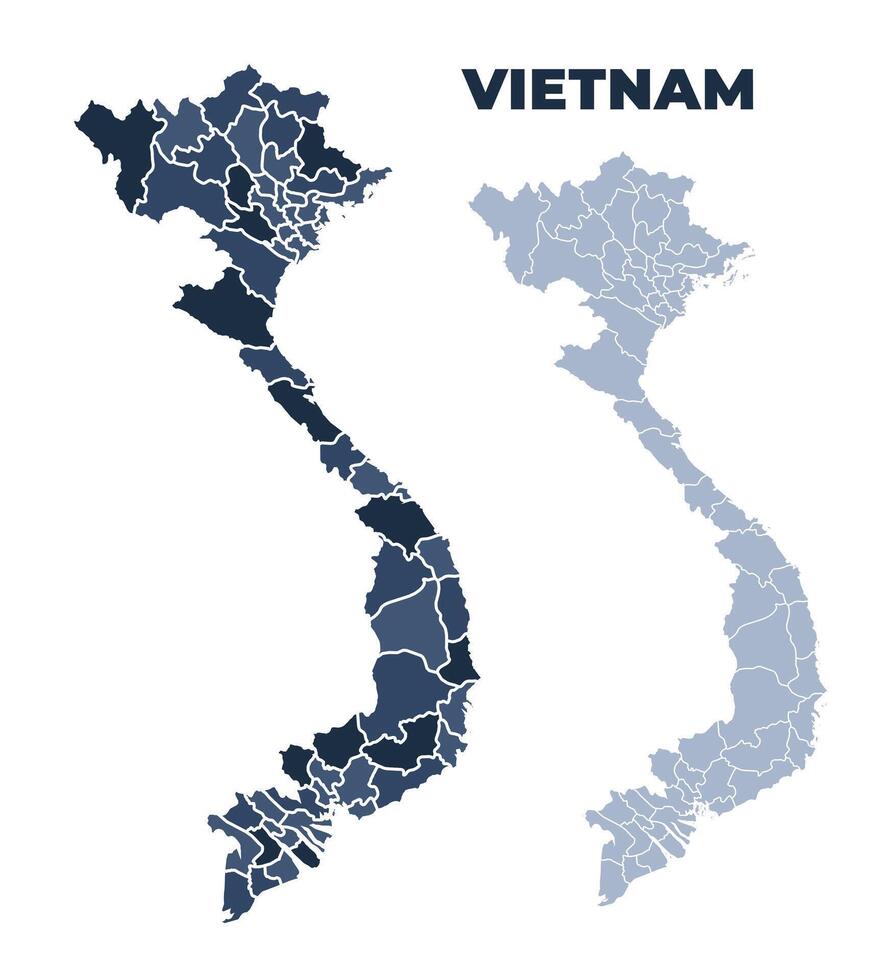 Vietnam political map with states border outline vector