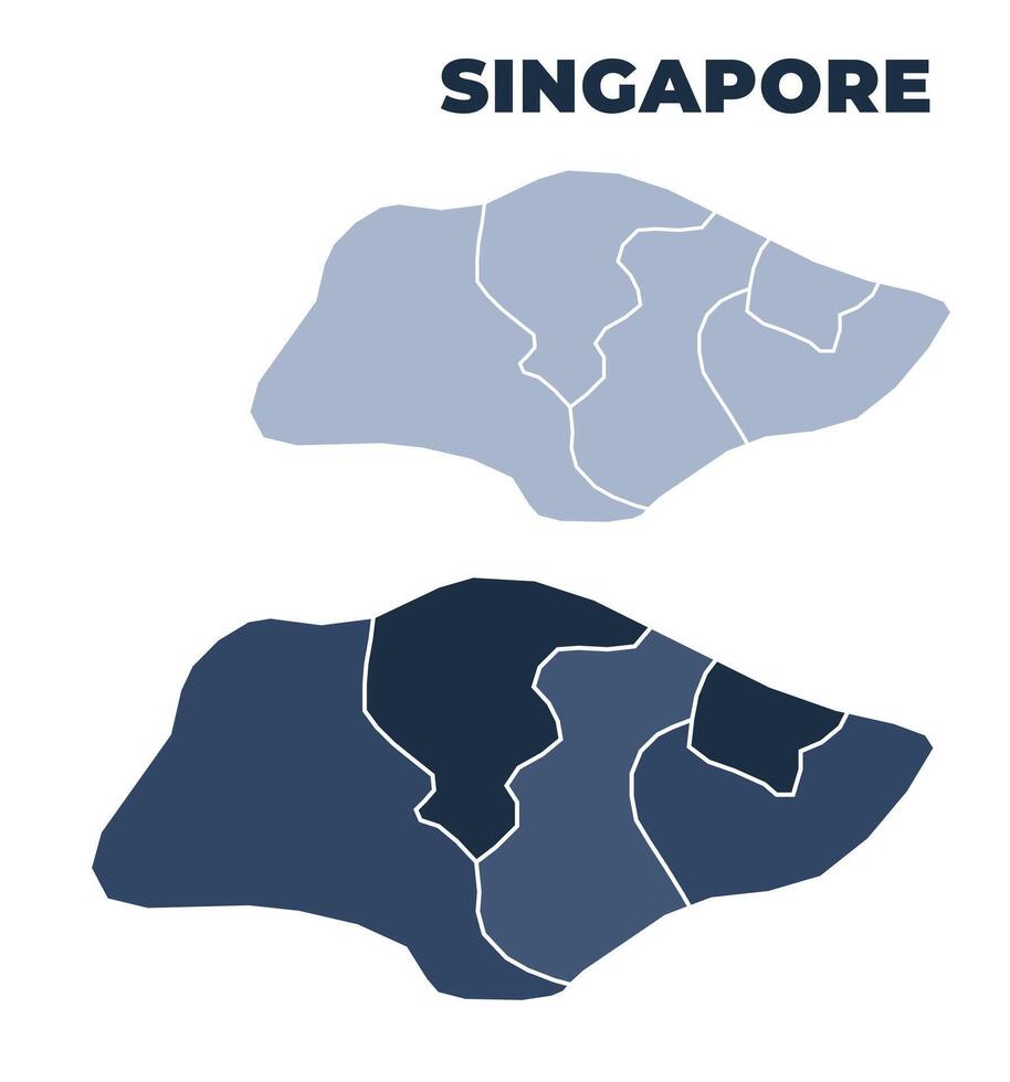 Singapore political map with states border outline vector