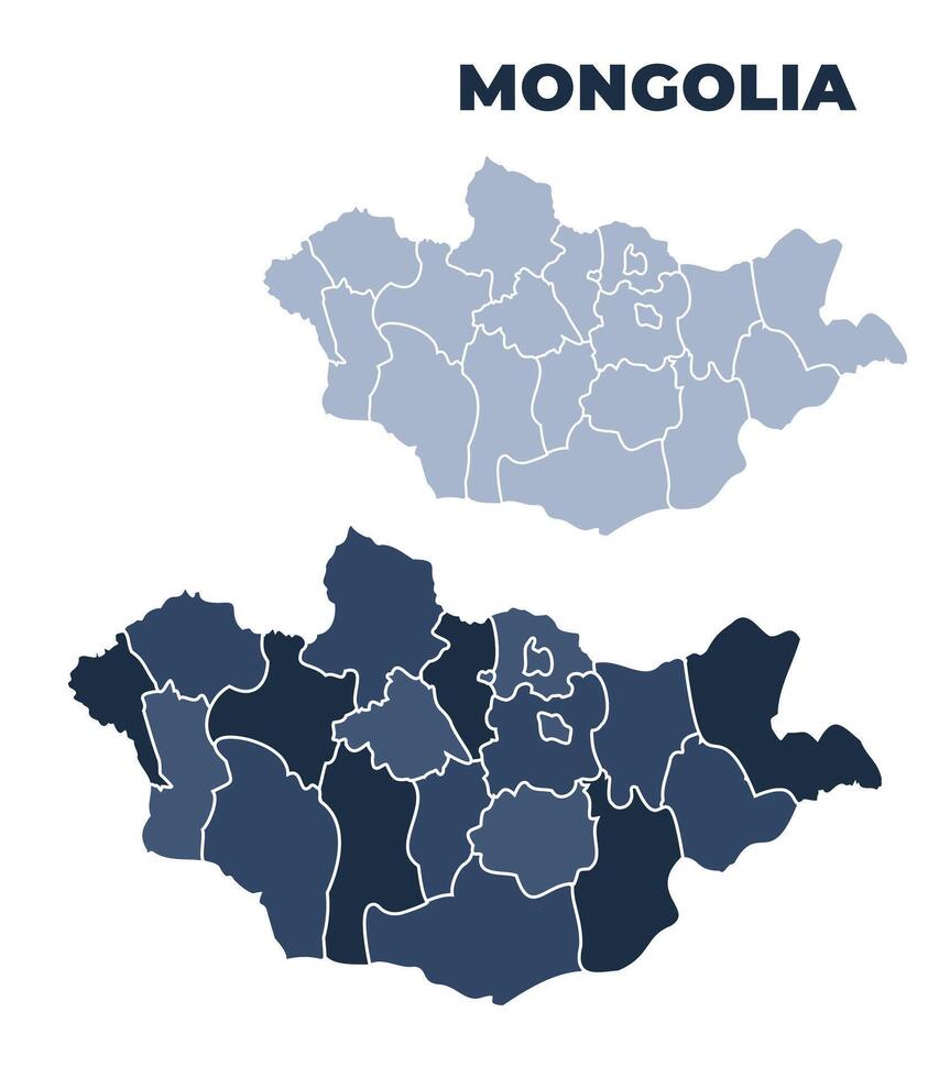 Mongolia political map with states border outline vector